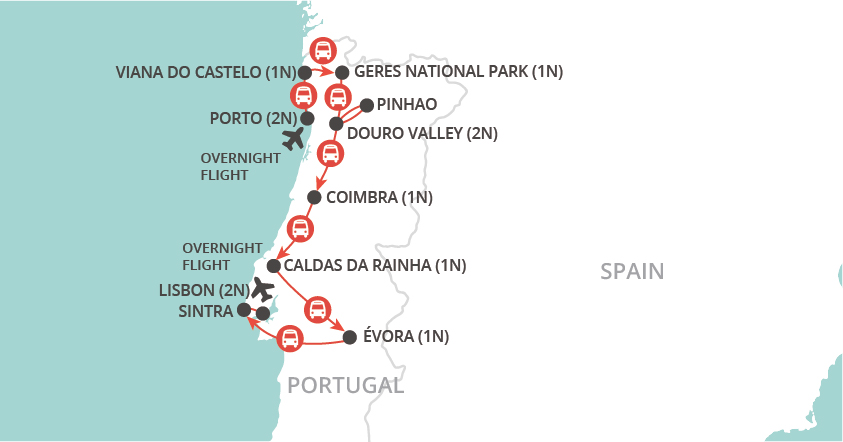 Portugal Tour 2023 Map 